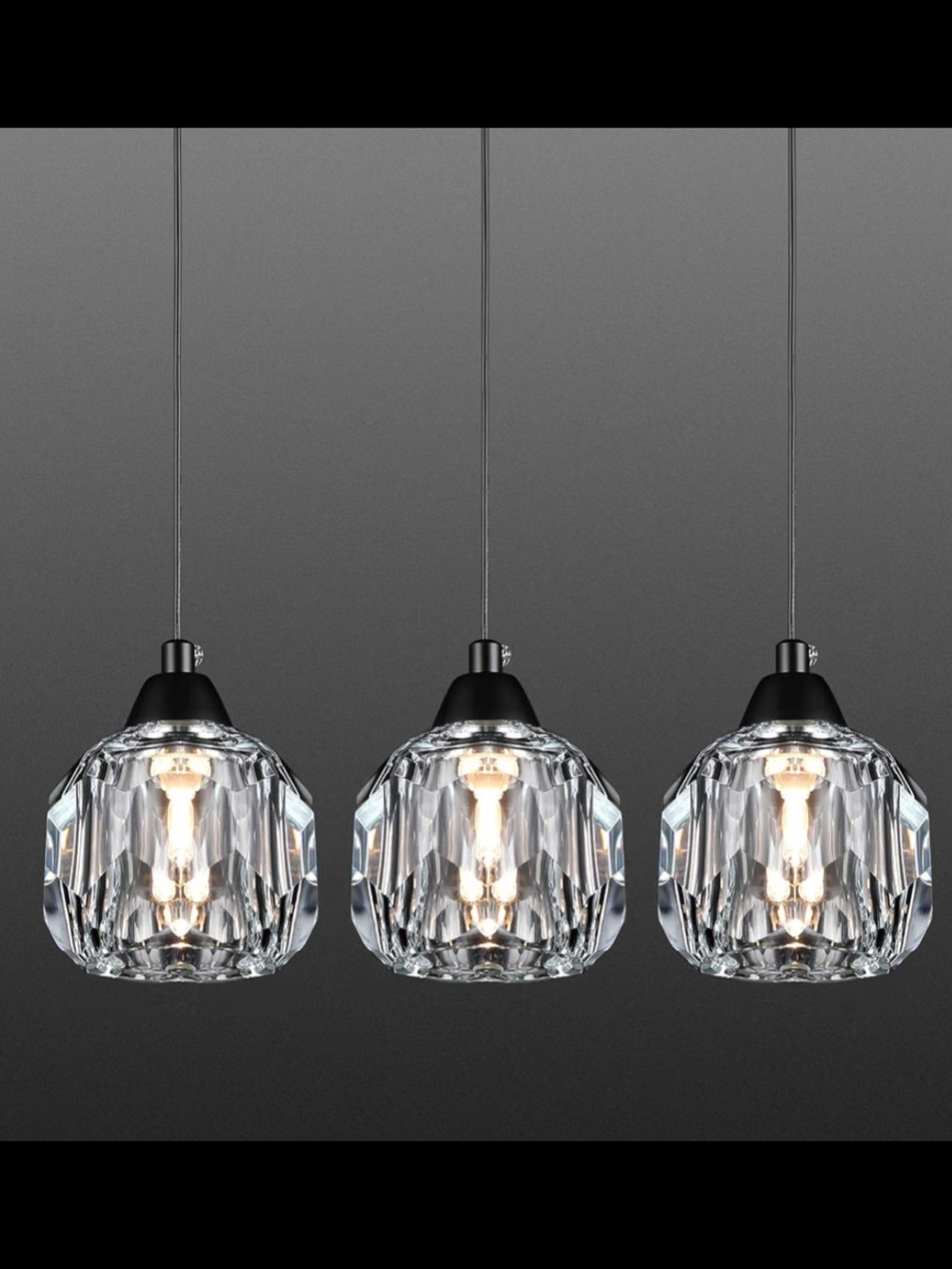 K9 Crystal Pendant Light in Clear and Black